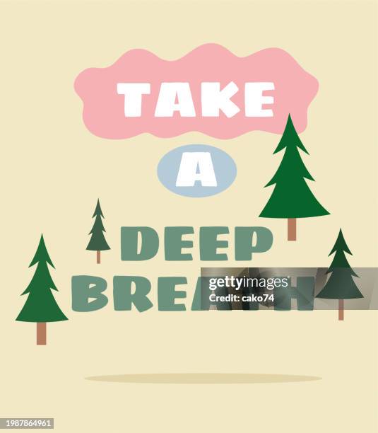 take a deep breath text - breathing exercise stock illustrations