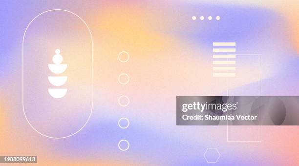 abstrakter hintergrund mit verschwommenem, mehrfarbigem farbverlauf, verrauschter körnung, textur und geometrischem formelementdesign - bildschirmpräsentation stock-grafiken, -clipart, -cartoons und -symbole