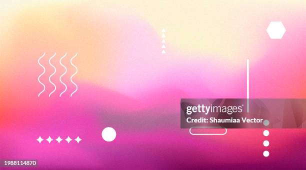 illustrations, cliparts, dessins animés et icônes de arrière-plan abstrait avec une texture de grain floue et bruyante dégradé multicolore et un design d’élément de forme géométrique - vaporwave