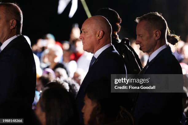 Prime Minister Christopher Luxon arrives to commemorate Waitangi Day at Te Whare Rūnanga on February 06, 2024 in Waitangi, New Zealand. The Waitangi...