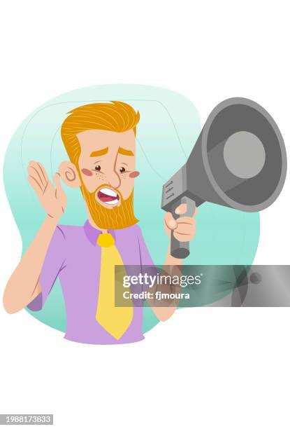 homem com megafone - megafone stock illustrations