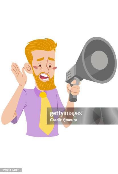 homem com megafone - megafone stock illustrations