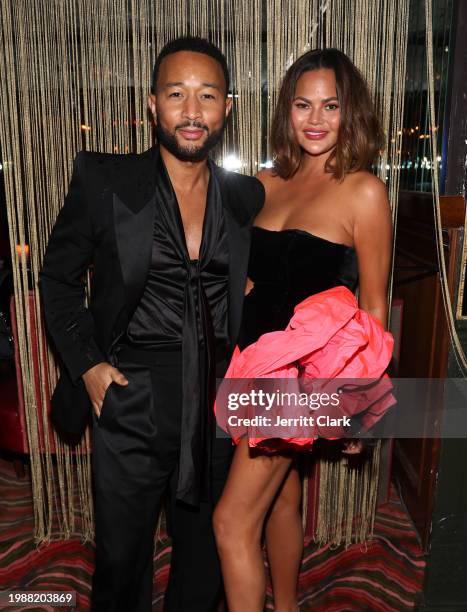 John Legend and Chrissy Teigen attend W Magazine, Mark Ronson, and Gucci's Grammy After-Party at Bar Marmont on February 04, 2024 in Los Angeles,...