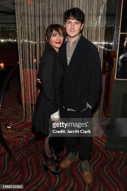 Rashida Jones and Ezra Koenig attend W Magazine, Mark Ronson, and Gucci's Grammy After-Party at Bar Marmont on February 04, 2024 in Los Angeles,...