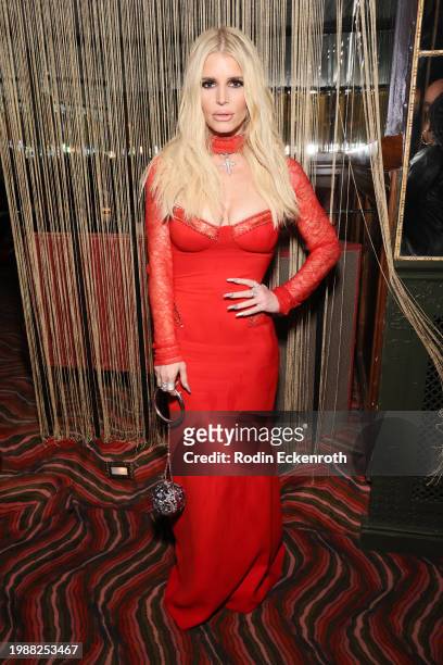 Jessica Simpson attends W Magazine, Mark Ronson, and Gucci's Grammy After-Party at Bar Marmont on February 04, 2024 in Los Angeles, California.