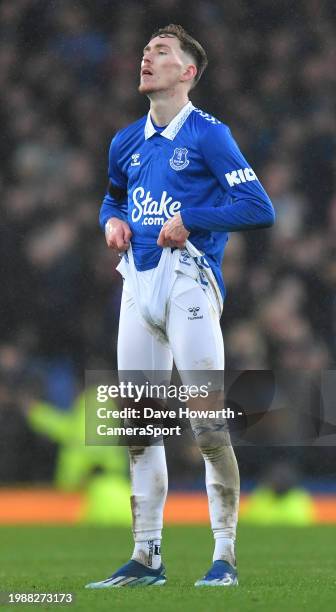 Everton's James Garner during the Premier League match between Everton FC and Aston Villa at Goodison Park on January 14, 2024 in Liverpool, England.