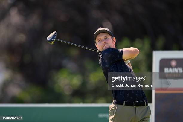 Rasmus Neergaard-Petersen from Denmark plays his shot from the fifth tee during day one of the Bain's Whisky Cape Town Open at Royal Cape Golf Club...