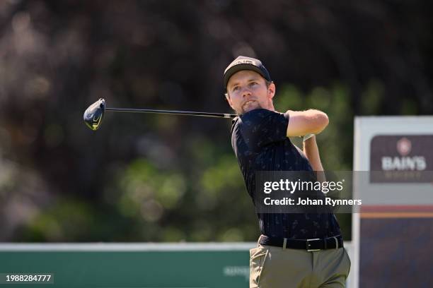 Rasmus Neergaard-Petersen from Denmark plays his shot from the fifth tee during day one of the Bain's Whisky Cape Town Open at Royal Cape Golf Club...