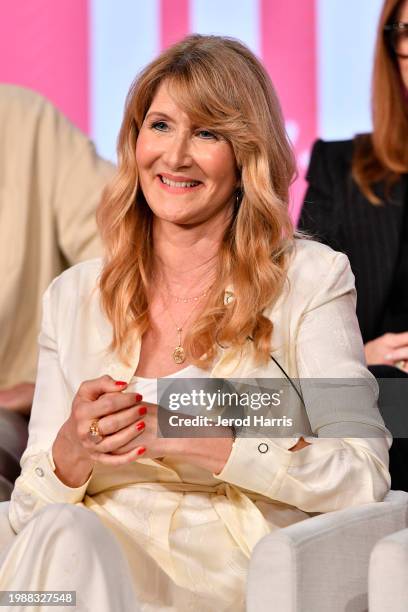 Laura Dern speaks on stage at the Apple TV+ presentation of "Palm Royale" during the 2024 TCA Winter Press Tour at The Langham Huntington, Pasadena...