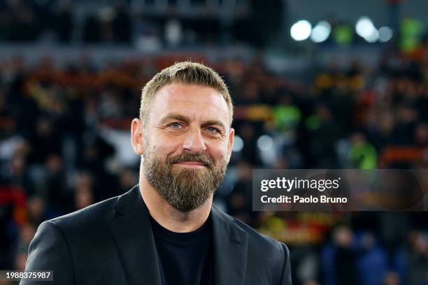Daniele De Rossi, Head Coach of AS Roma, looks on prior to the Serie A TIM match between AS Roma and Cagliari - Serie A TIM at Stadio Olimpico on...