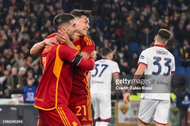 Paulo Dybala of AS Roma celebrates after scoring the second goal for his team during the Serie A TIM match between AS Roma and Cagliari - Serie A TIM...