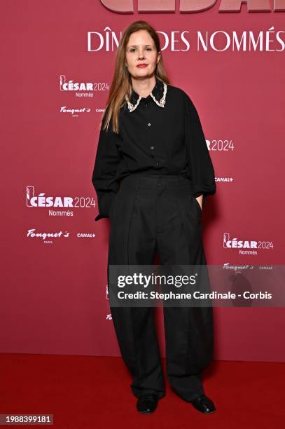 Justine Triet attends the Cesar 2024 - Nominee Dinner at Le Fouquet's on February 05, 2024 in Paris, France.