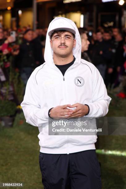 Geolier attends the green carpet during the 74th Sanremo Music Festival 2024 at Teatro Ariston on February 05, 2024 in Sanremo, Italy.