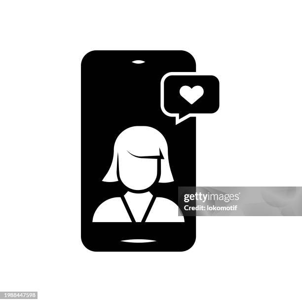online dating solid icon. this flat icon is suitable for infographics, web designs, mobile apps, ui, ux, and gui design. - girlfriend stock illustrations
