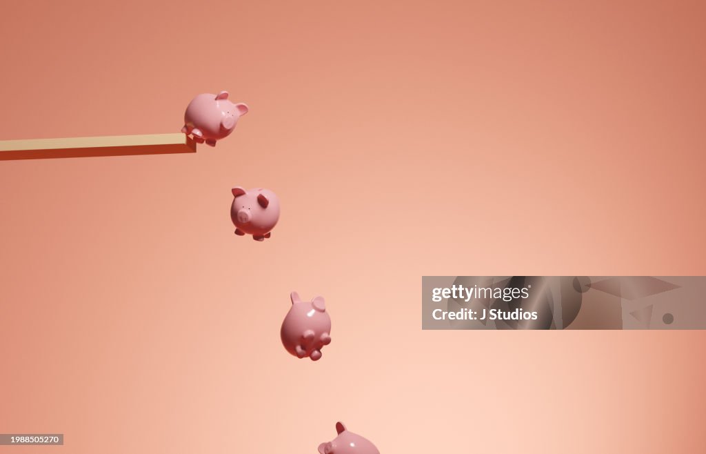 Falling piggy banks