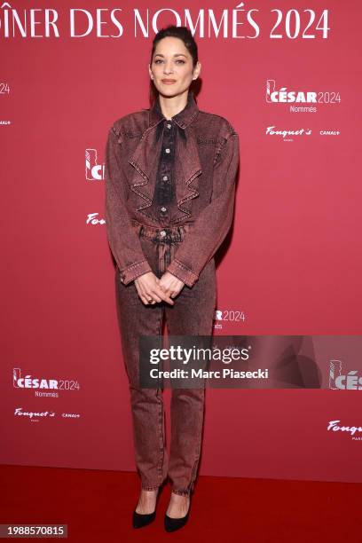 Marion Cotillard attends the Cesar 2024 - Nominee Dinner at Le Fouquet's on February 05, 2024 in Paris, France.