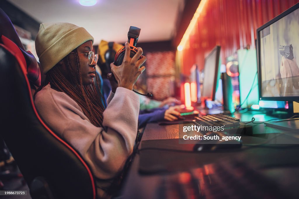 Gamers in gaming club