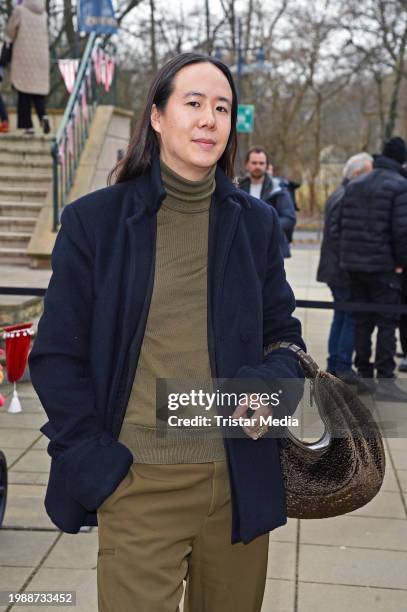 William Fan attends the Marina Hoermanseder fashion show as part of Berlin Fashion Week AW24 at Haus Zenner on February 8, 2024 in Berlin, Germany.