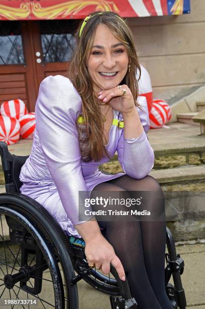 Kristina Vogel attends the Marina Hoermanseder fashion show as part of Berlin Fashion Week AW24 at Haus Zenner on February 8, 2024 in Berlin, Germany.