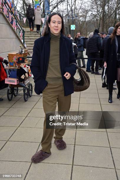 William Fan attends the Marina Hoermanseder fashion show as part of Berlin Fashion Week AW24 at Haus Zenner on February 8, 2024 in Berlin, Germany.