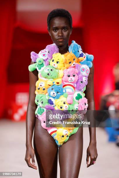 Model walks the runway at the Marina Hoermanseder Fashion show as part of Berlin Fashion Week AW24 at Zenner Berlin on February 8, 2024 in Berlin,...