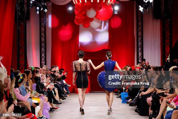 Model walks the runway at the Marina Hoermanseder Fashion show as part of Berlin Fashion Week AW24 at Zenner Berlin on February 8, 2024 in Berlin,...