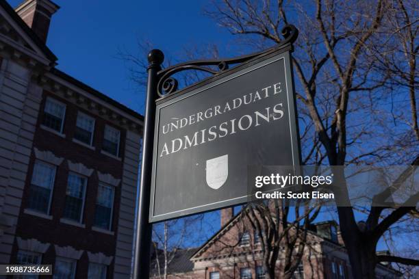 Signage outside of the Admissions Office at Dartmouth College on February 8, 2024 in Hanover, New Hampshire. Dartmouth College has announced it will...