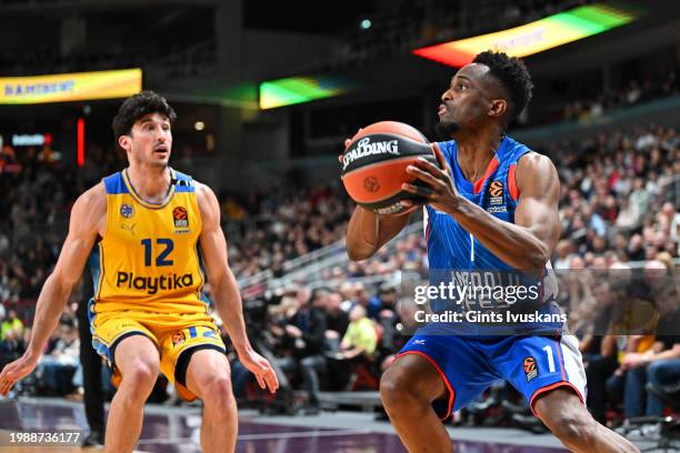 Rodrigue Beaubois, #1 of Anadolu Efes Istanbul in action during the Turkish Airlines EuroLeague Regular Season Round 26 match between Anadolu Efes...