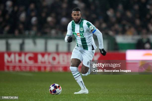 Leandro Bacuna of FC Groningen during the Dutch KNVB Beker match between FC Groningen v Fortuna Sittard at the Hitachi Capital Mobility Stadion on...