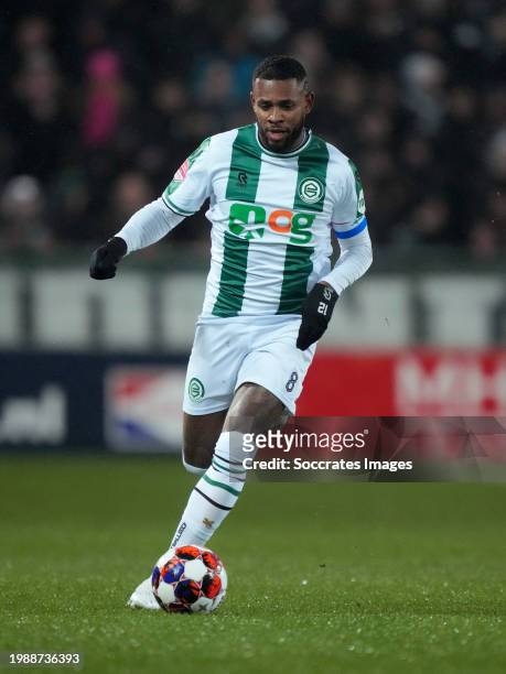 Leandro Bacuna of FC Groningen during the Dutch KNVB Beker match between FC Groningen v Fortuna Sittard at the Hitachi Capital Mobility Stadion on...