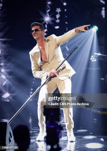Robin Thicke performs at THE SUPER BOWL SOULFUL CELEBRATION 25TH ANNIVERSARY, airing Saturday, Feb. 10 on the CBS Television Network, and streaming...