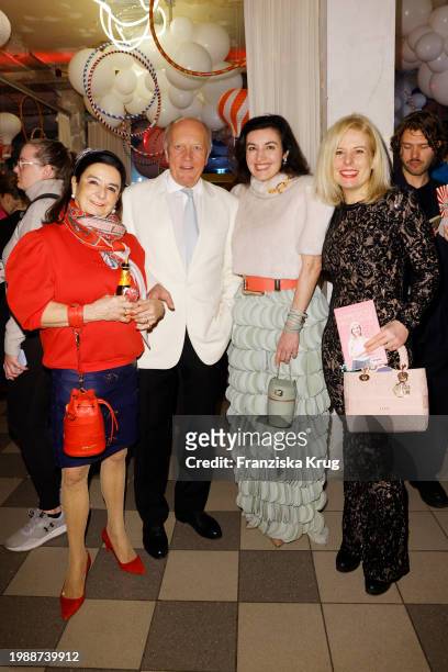 Fabienne Hoermanseder, Wilhelm Hoermanseder, Dorothee Baer and Carmen Mayer attend the Marina Hoermanseder Fashion show as part of Berlin Fashion...