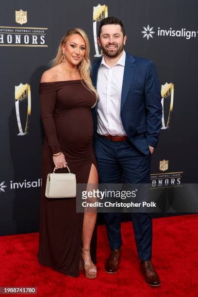 Emily Wilkinson Mayfield and Baker Mayfield at the 13th Annual NFL Honors held at Resorts World Theatre on February 8, 2024 in Las Vegas, Nevada.