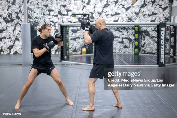 Huntington Beach, CA UFC Featherweight Brian Ortega during a workout with coach Tiki Ghosn at the Huntington Beach Ultimate Training Center in...