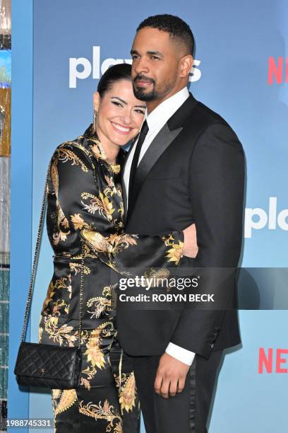 Actor Damon Wayans Jr. And his wife Samara Saraiva arrive for the premiere of Netflix's "Players" at the Egyptian Theatre in Hollywood, California on...