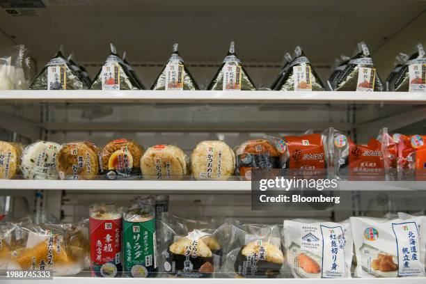 Rice balls on the fresh food shelf at a 7-Eleven store in Tokyo, Japan, on Thursday, Jan. 18, 2024. Over the years, 7-Eleven evolved into a franchise...
