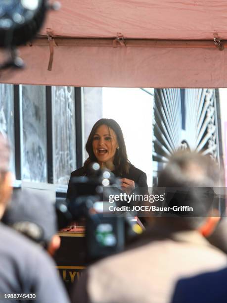 Jennifer Garner is seen attending as actor Mark Ruffalo is honored with a star on The Hollywood Walk of Fame on February 08, 2024 in Los Angeles,...