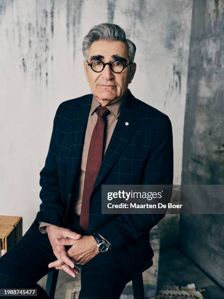 Eugene Levy of "The Reluctant Traveler With Eugene Levy" poses for TV Guide Magazine during the 2024 Winter TCA Portrait Studio at The Langham...