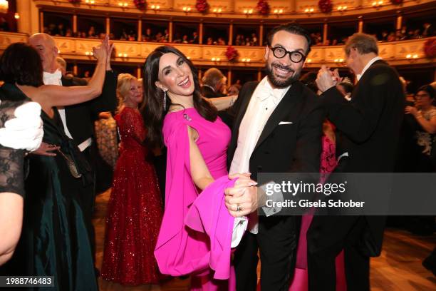 Judith Williams, and Alexander Klaus Stecher dance during the Vienna Opera Ball 2024 at Vienna State Opera on February 8, 2024 in Vienna, Austria.