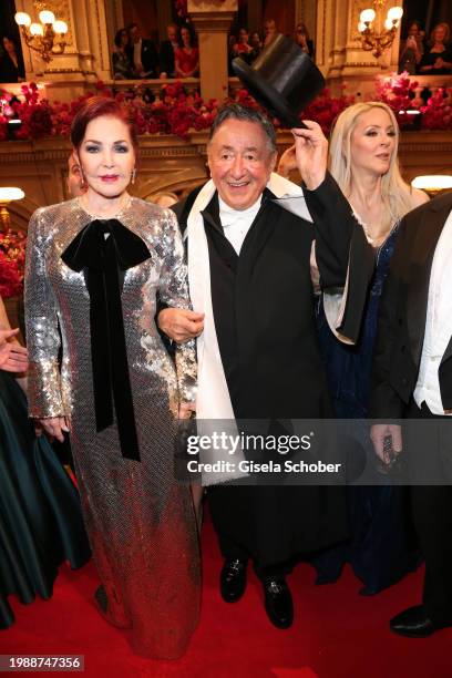 Priscilla Presley, Richard "Mörtel" Lugner during the Vienna Opera Ball 2024 at Vienna State Opera on February 8, 2024 in Vienna, Austria.