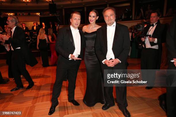 Oliver Pocher, Alessandra "Sandy" Meyer-Woelden, Franco Nero during the Vienna Opera Ball 2024 at Vienna State Opera on February 8, 2024 in Vienna,...