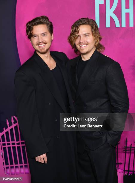 Cole Sprouse and Dylan Sprouse attend the Los Angeles special screening of Focus Features' "Lisa Frankenstein" at Hollywood Athletic Club on February...