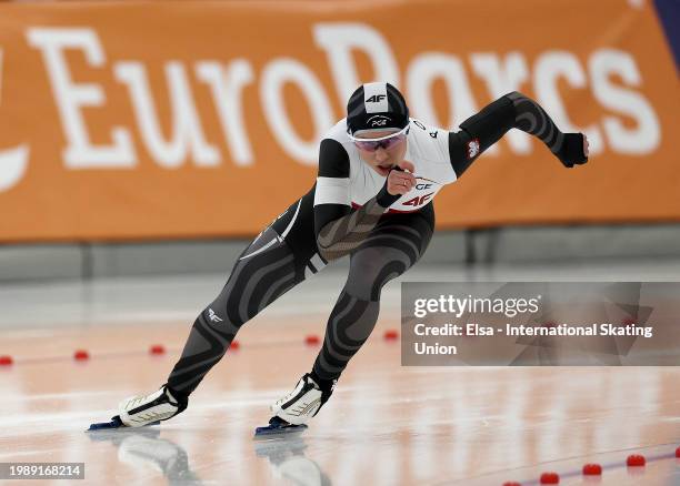 Karolina Bosiek of Poland competes in the Women's 500m during the ISU World Cup Speed Skating at Centre de Glaces on February 04, 2024 in Quebec...