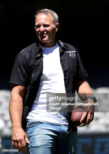 Former AFL player and NFL Punter Sav Rocca looks on at Marvel Stadium on February 06, 2024 in Melbourne, Australia.