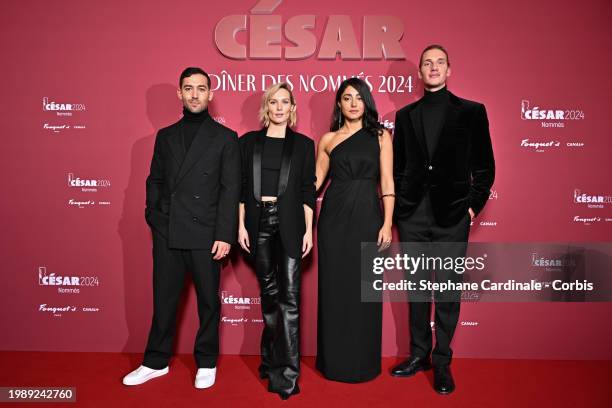 Dali Benssalah, Ana Girardot, Golshifteh Farahani and Paul Mirabel attend the Cesar 2024 - Nominee Dinner at Le Fouquet's on February 05, 2024 in...