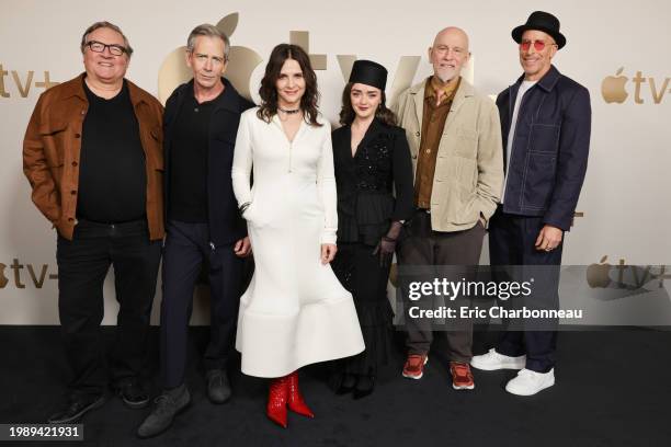 Lorenzo di Bonaventura, Ben Mendelsohn, Juliette Binoche, Maisie Williams, John Malkovich, and Todd A. Kessler from The New Look seen at the Apple...