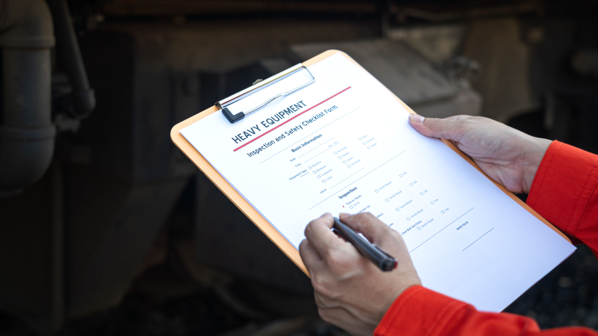 Checking on heavy machine checklist. Checking on heavy machine checklist.