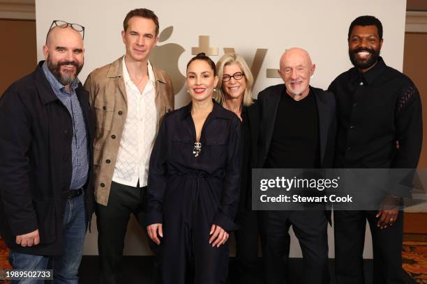 Peter Harness, James D’Arcy, Noomi Rapace, Michelle MacLaren, Jonathan Banks, and Will Catlett from Constellation seen at the Apple TV+ 2024 Winter...