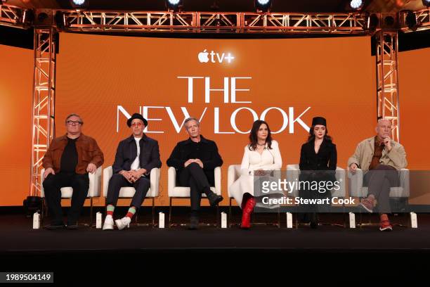 Lorenzo di Bonaventura, Todd A. Kessler, Ben Mendelsohn, Juliette Binoche, Maisie Williams and John Malkovich from The New Look seen at the Apple TV+...
