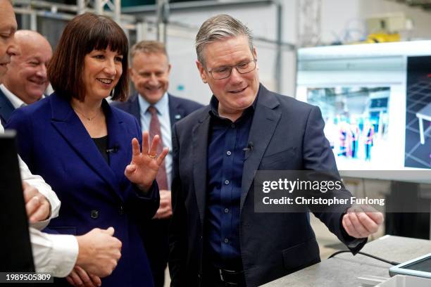 Rachel Reeves, Shadow Chancellor of the Exchequer and Sir Keir Starmer, Leader of the Labour Party during a visit to The Manufacturing Technology...